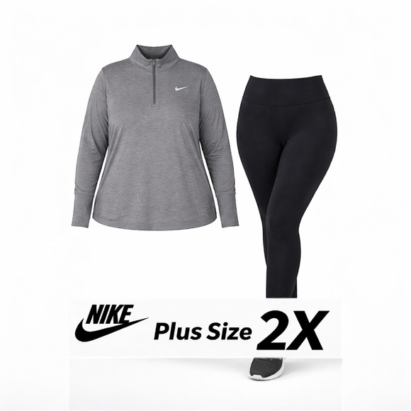 Nike Dri-Fit Plus Size 2X Quarter-Zip Pullover | Thumbholes | Gray Active Top - Picture 14 of 14